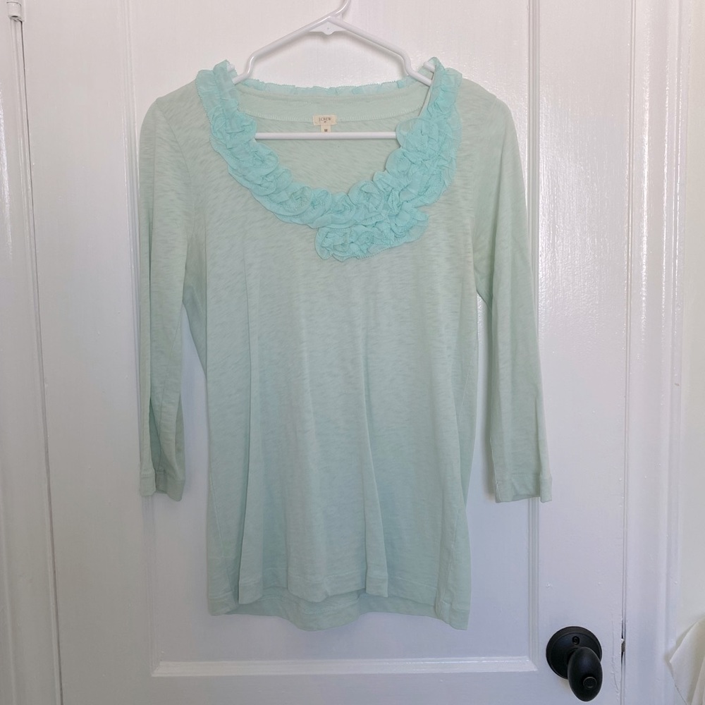 JCREW Mint Blouse with Floral Detail